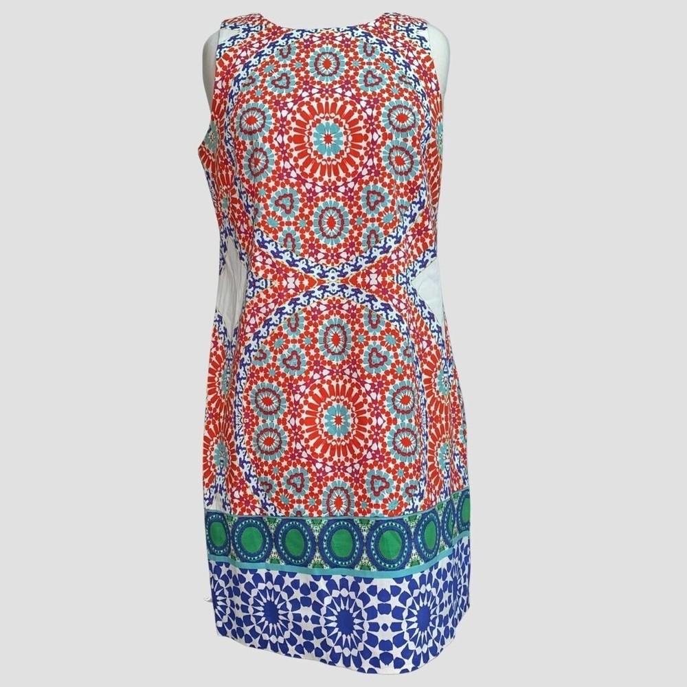 London Times Women Multicolor Mandala Print Sleeveless Shift Dress 8